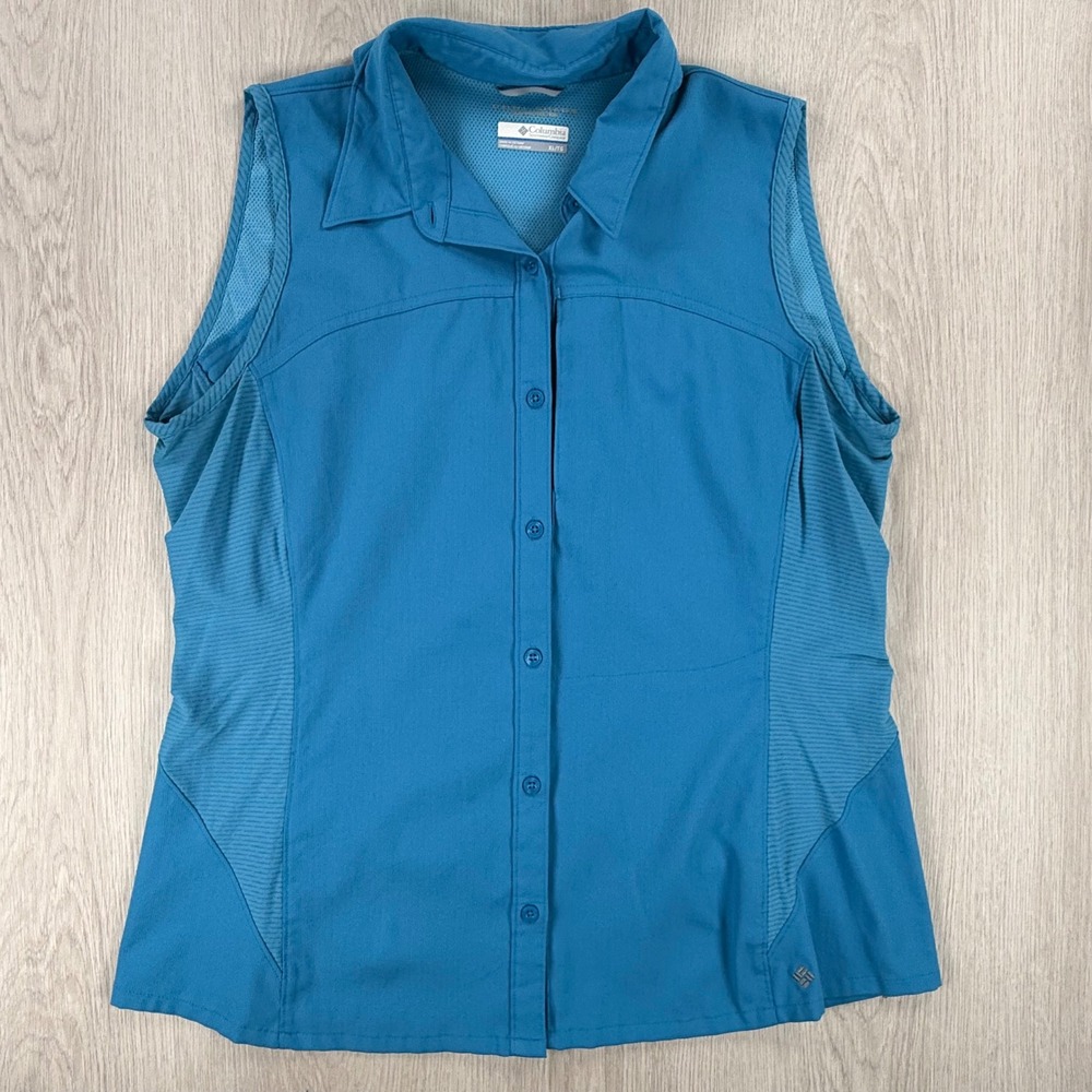 Womens Sleeveless Fishing Shirt Columbia Omni-Shade‎ Hiking Shirt XL Outdoor